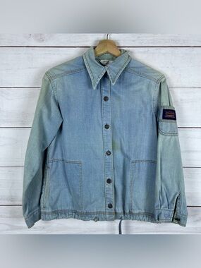 Vintage Levis Womens Denim Jacket Button 70s Drawstring Size Large RARE